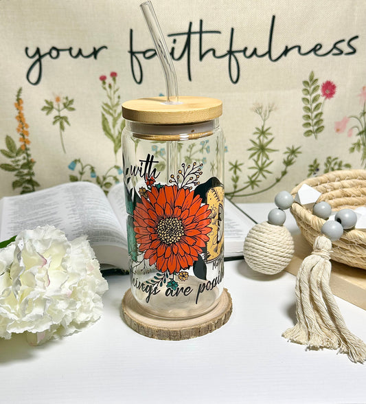 With God All Things Are Possible Glass Cup – 16 oz 🌼✝️